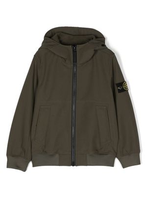 Stone Island Junior Compass-badge hooded bomber jacket - Green