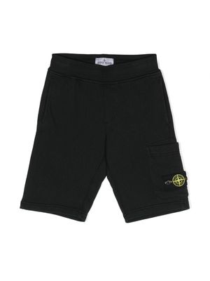 Stone Island Junior Compass-badge jersey shorts - Black