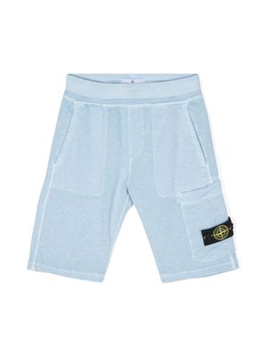 Stone Island Junior Compass-badge jersey shorts - Blue