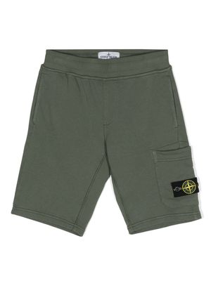 Stone Island Junior Compass-badge jersey shorts - Green