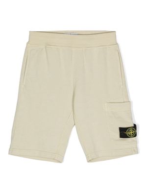 Stone Island Junior Compass-badge jersey shorts - Neutrals