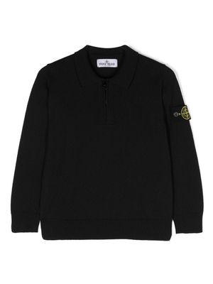 Stone Island Junior Compass-badge knitted polo shirt - Black