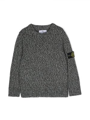 Stone Island Junior Compass-badge marl-knit jumper - Blue