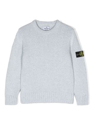 Stone Island Junior Compass-badge marl-knit jumper - Grey