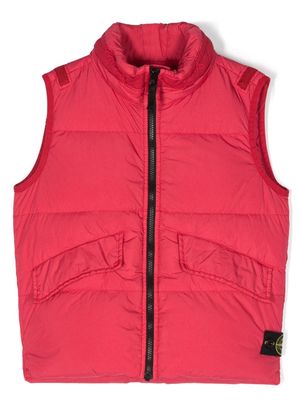 Stone Island Junior Compass-badge padded gilet - Red