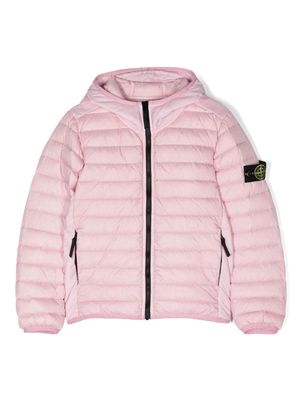 Stone Island Junior Compass-badge puffer jacket - Pink