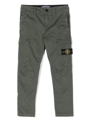 Stone Island Junior Compass-badge tapered-leg cargo trousers - Green