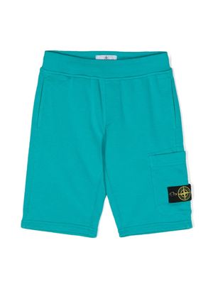 Stone Island Junior Compass-badge track shorts - Blue