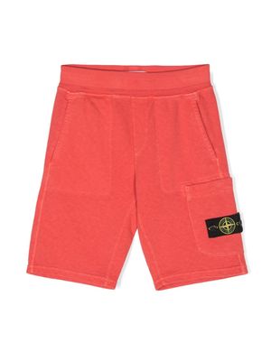 Stone Island Junior Compass-badge track shorts - Red