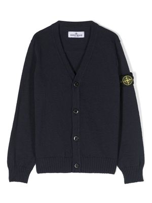 Stone Island Junior Compass-badge V-neck cardigan - Blue