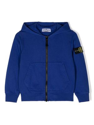 Stone Island Junior Compass-badge zip-up hoodie - Blue