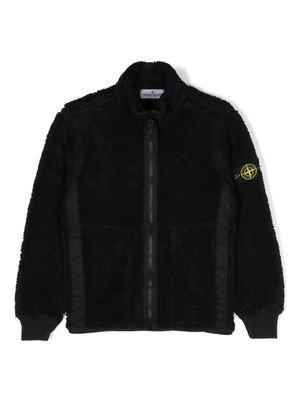 Stone Island Junior Compass-badge zip-up jacket - Black