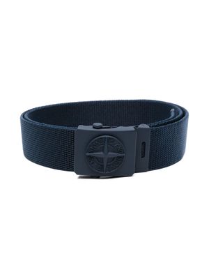 Stone Island Junior Compass-buckle interwoven belt - Blue