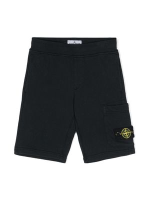 Stone Island Junior Compass cotton cargo shorts - Blue