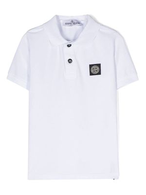 Stone Island Junior Compass cotton polo shirt - White