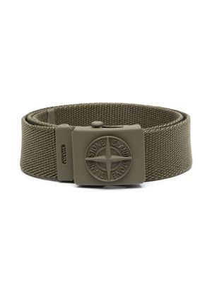 Stone Island Junior Compass logo-embossed elasticated belt - Green