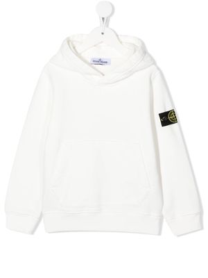 Stone Island Junior compass-logo hoodie - White