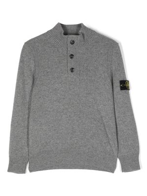 Stone Island Junior Compass logo-patch knitted jumper - Grey