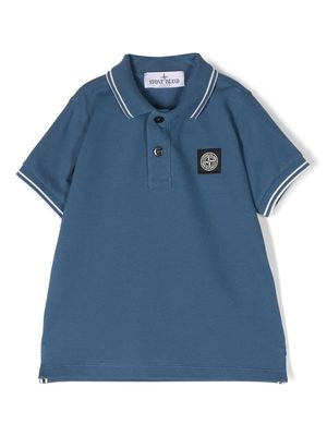 Stone Island Junior Compass logo-patch polo shirt - Blue