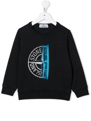 Stone Island Junior Compass logo print sweatshirt - Blue