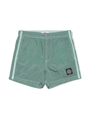 Stone Island Junior Compass metallic shorts - Green