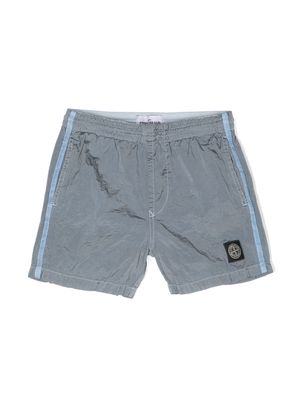 Stone Island Junior Compass metallic swim shorts - Blue