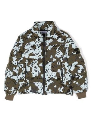 Stone Island Junior Compass-motif abstract-pattern print jacket - Green