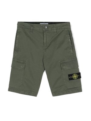 Stone Island Junior Compass-motif cargo shorts - Green