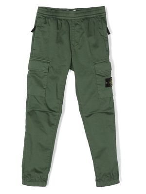 Stone Island Junior Compass-motif cargo trousers - Green