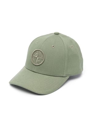Stone Island Junior Compass-motif cotton cap - Green