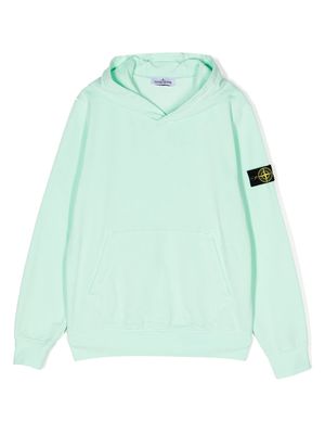 Stone Island Junior Compass-motif cotton hoodie - Green
