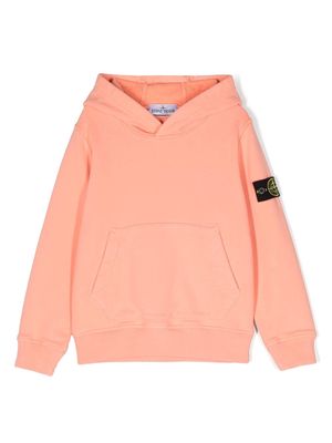 Stone Island Junior Compass-motif cotton hoodie - Pink