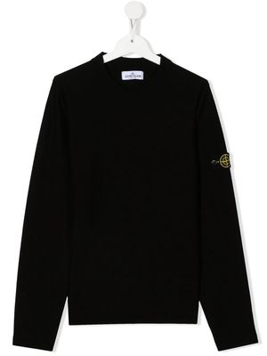 Stone Island Junior Compass-motif cotton jumper - Black