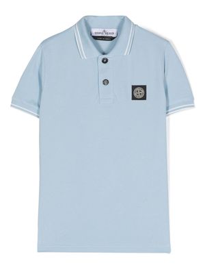 Stone Island Junior Compass-motif cotton polo shirt - Blue