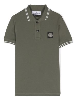 Stone Island Junior Compass-motif cotton polo shirt - Green