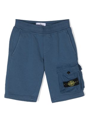 Stone Island Junior compass-motif cotton shorts - Blue