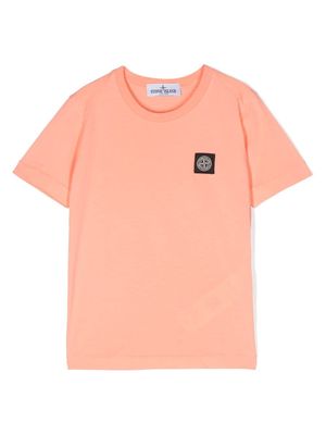 Stone Island Junior Compass-motif cotton T-Shirt - Orange