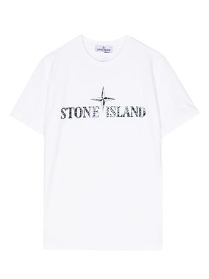 Stone Island Junior Compass-motif cotton T-shirt - White