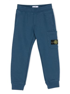 Stone Island Junior Compass-motif cotton track pants - Blue