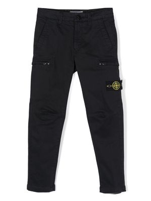 Stone Island Junior Compass-motif cotton trousers - Blue