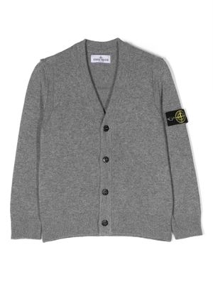 Stone Island Junior Compass-motif crew-neck cardigan - Grey