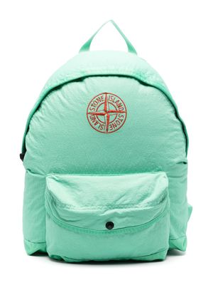 Stone Island Junior Compass-motif crinkled backpack - Green