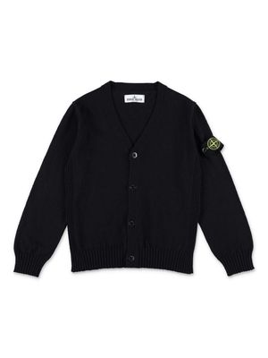 Stone Island Junior Compass-motif fine knit cardigan - Black