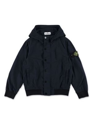 Stone Island Junior Compass-motif hooded bomber jacket - Blue