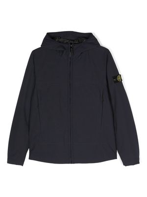 Stone Island Junior Compass-motif hooded jacket - Blue