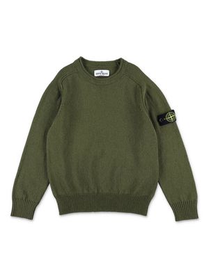 Stone Island Junior Compass-motif knit sweatshirt - Green