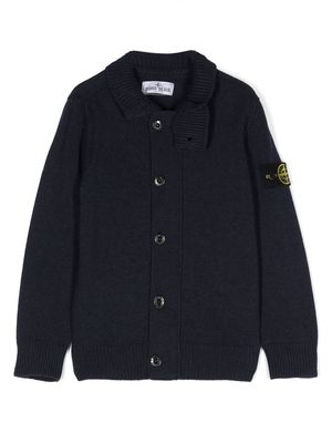 Stone Island Junior Compass-motif knitted cardigan - Blue