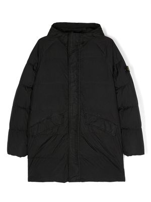 Stone Island Junior Compass-motif padded coat - Black