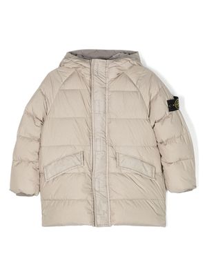 Stone Island Junior Compass-motif padded-design coat - Neutrals