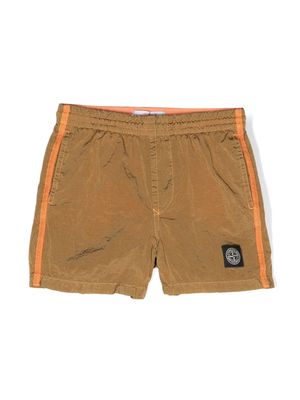 Stone Island Junior Compass-motif swim shorts - Brown